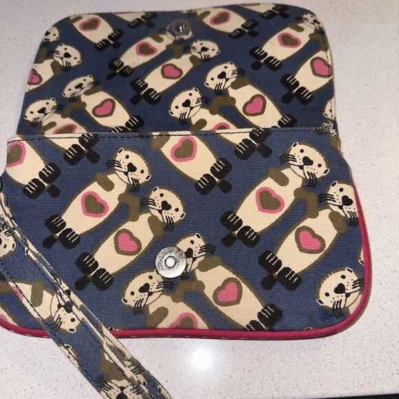 BUNGALOW 360 FUN SEA OTTER PRINT VEGAN COTTON CANVAS WRSITLET NWT - Picture 2 of 4